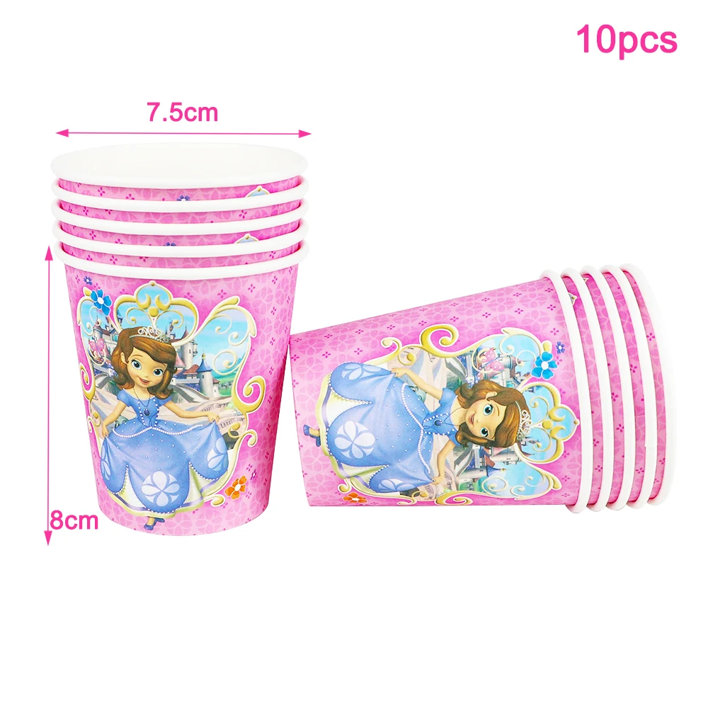 Sofia Princess Girls Birthday Decoration Cups Plate Tablecloth Disposable Tableware 40/81/100/60Pcs Baby Shower Party Supplies