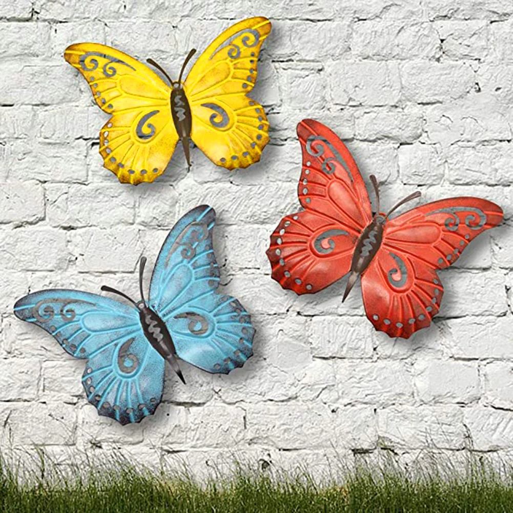 

3Pcs/Set 3D Metal Butterfly Figurine Wall Art Inspirational Wall Decor Sculpture Hanging For Indoor Outdoor Garden Decoration