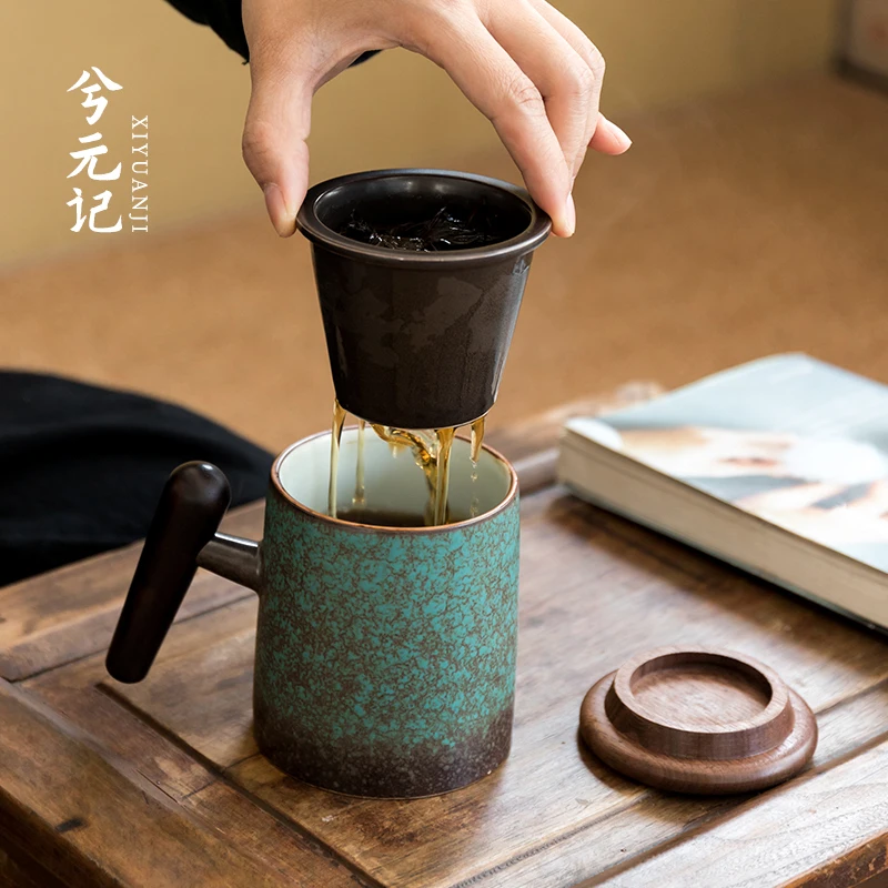 

|Ceramic tea cup filtration tea separation tea cup high grade personal special water cup Kungfu household single tea set