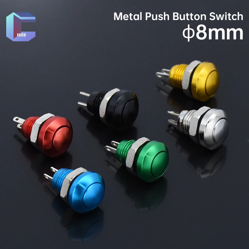 8mm Metal Push Button Switch   Momentary  Reset 1NO Ball Head Nickel-Plated Brass or OxideWithout LED Lights