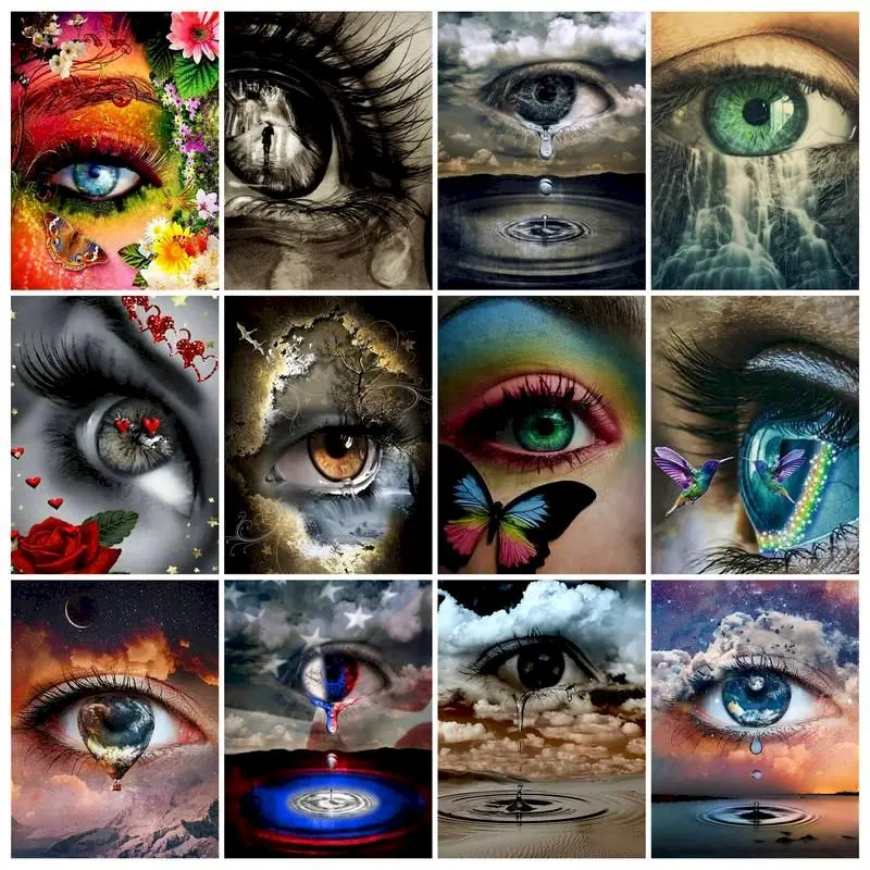 SDOYUNO Oil Painting By Numbers Figure 60x75cm Paint By Numbers On Canvas Women Eyes Frameless Home Decor Unique Gift