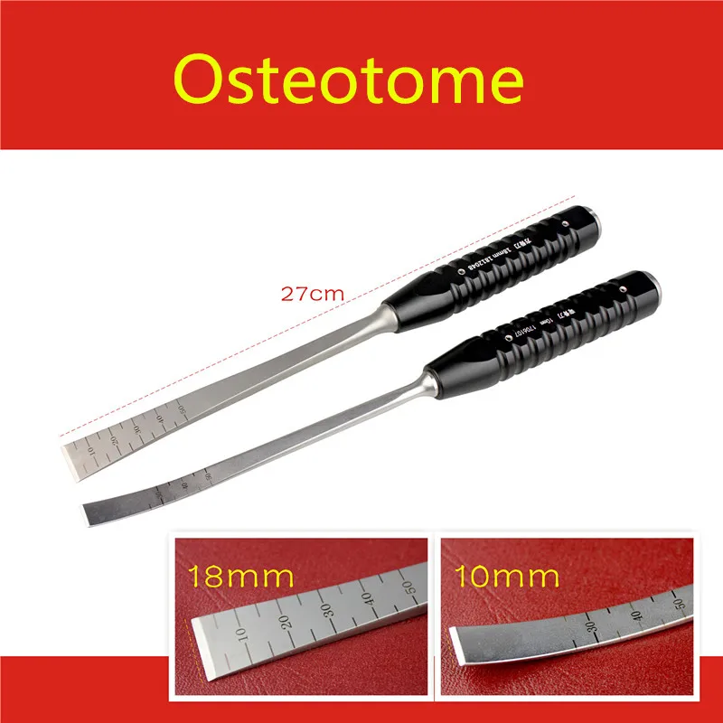 

Orthopedic instrument medical osteotome hip knee joint osteotomy Tibial plateau acetabulum long bone blade Metal handle Curved