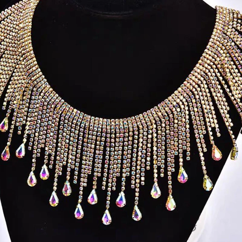 

5Yards Rhinestone Tassel Trim Diamond Fringe Crystal Chain Trim for DIY Dress Clothing Jewelry Bags