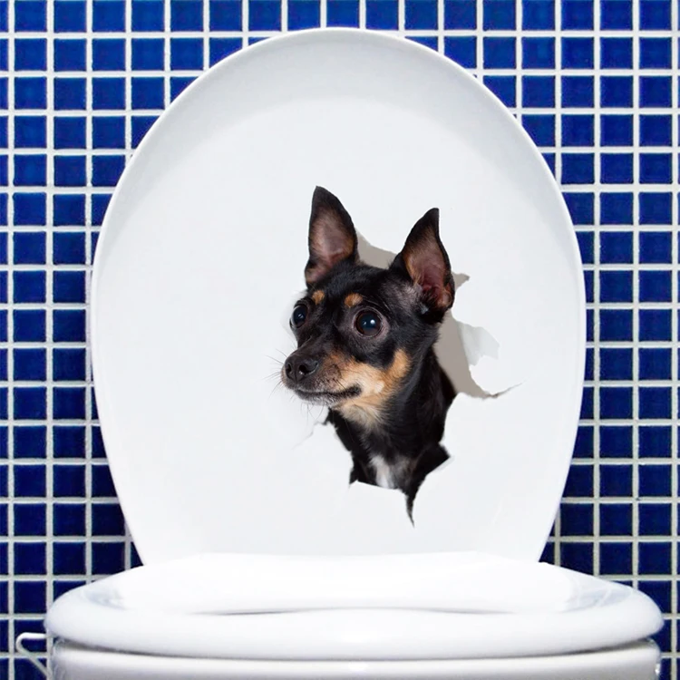 Niedlicher Welpen- und Kätzchen-Wandaufkleber, Badezimmer, Toilette, Schrank, Dekoration, Aufkleber, Raumhintergrund, Tapete, Katzen und Hunde, Heimwandbild – Detail 6