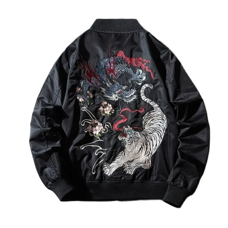 Men Women Bomber Jacket Dragon Tiger Embroidered Sukajan Padded Baseball Coat Japan Male Windrunner 2024 MA1 Spring Winter