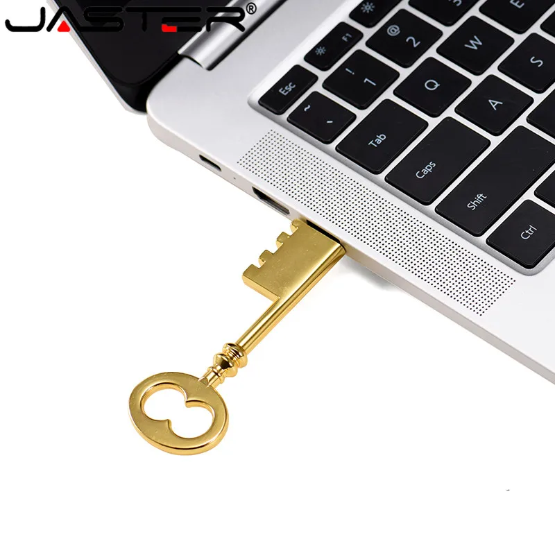 JASTER creativo llave dorada USB 2,0 unidad Flash USB pendrive 4GB 8GB 16GB 32GB 64GB memoria Stick regalos