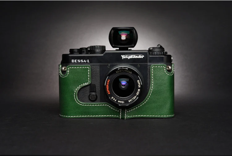 تصميم ل voigtusb2.0 بيسا R BESSA-L اليدوية جلد طبيعي كاميرا نصف غطاء