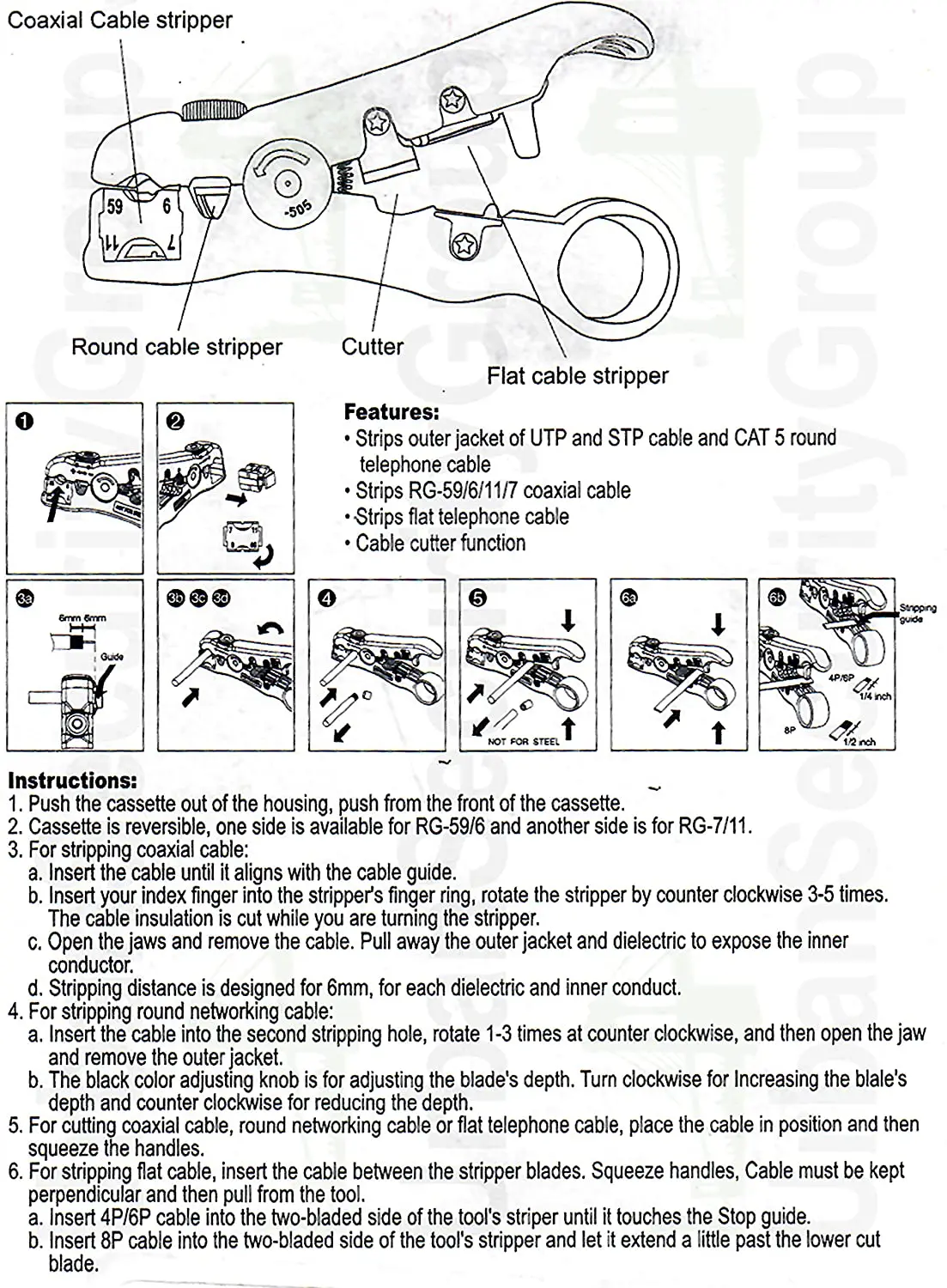 Zoerax Universal Kabel Abisolierzange Abisolier werkzeug für flache oder runde utp cat5 cat6 Draht Koaxial Koaxial – Detail 1
