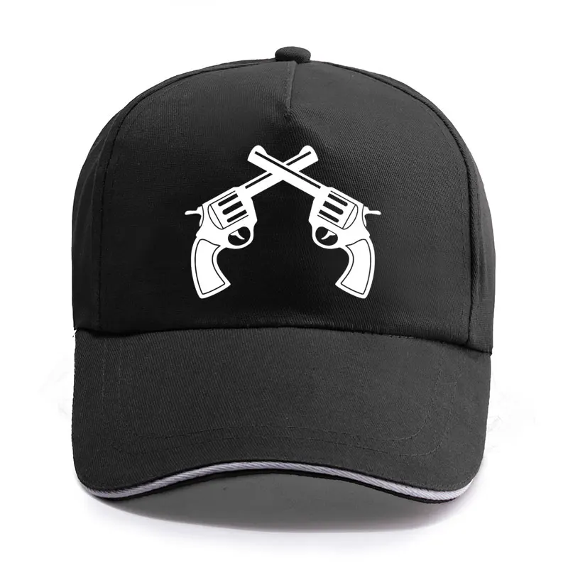 2020 New Summer Double Gun Shooting Pistol Print Cap Unisex Women Men Cotton Hat Snapback Hats Trucker Cap Sun-Hats