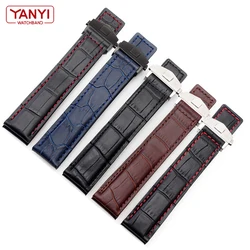 Genuine leather bracelet 19mm 20mm 22m for tag heuer watchband men wristwatches band accessories fold buckle leather watch strap