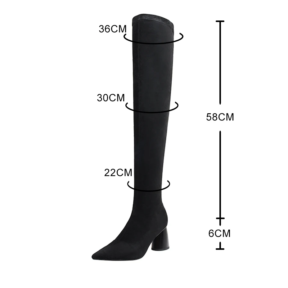 Sexy Slim Fit Elastic Fabric Over The Knee Boots Women shoes Autumn Winter ladies Round Heel overknee Long Thigh High botas