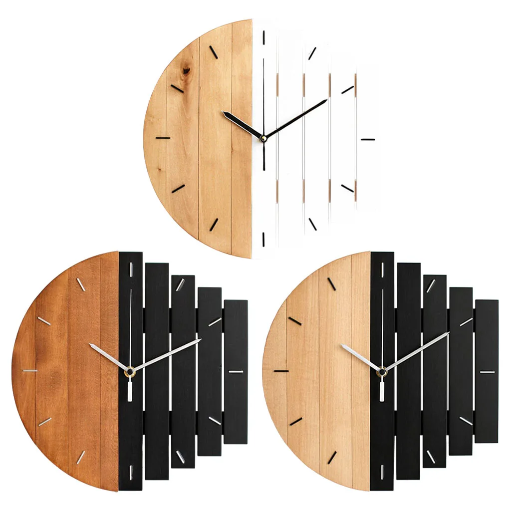 12 inch Wooden Wall Clock Modern Design Nordic Living Room Decoration Kitchen Clock Art Hollow Wall Watch Home Decoration