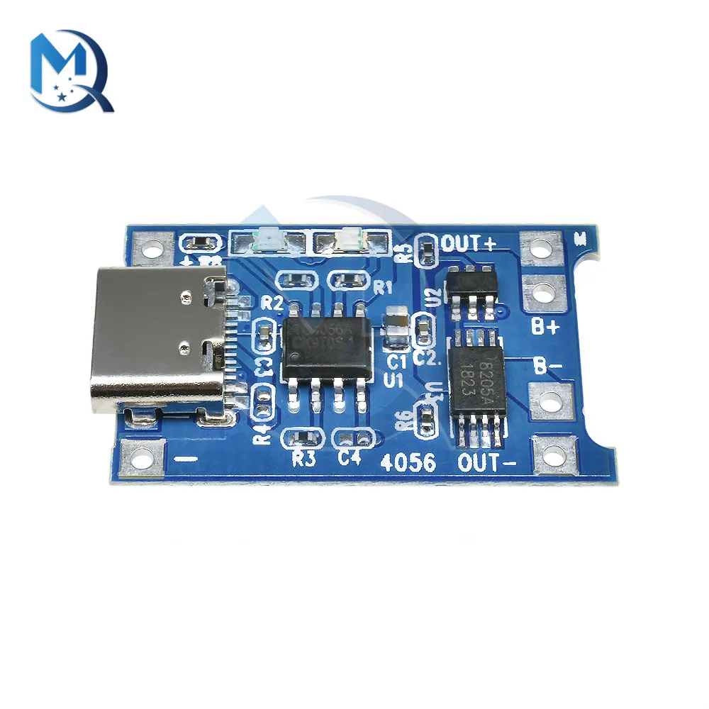 Type-c/Micro/Mini USB 5V 1A 18650 TP4056 Lithium Battery Charger Module Charging Board With Protection Dual Functions 1A Li-ion