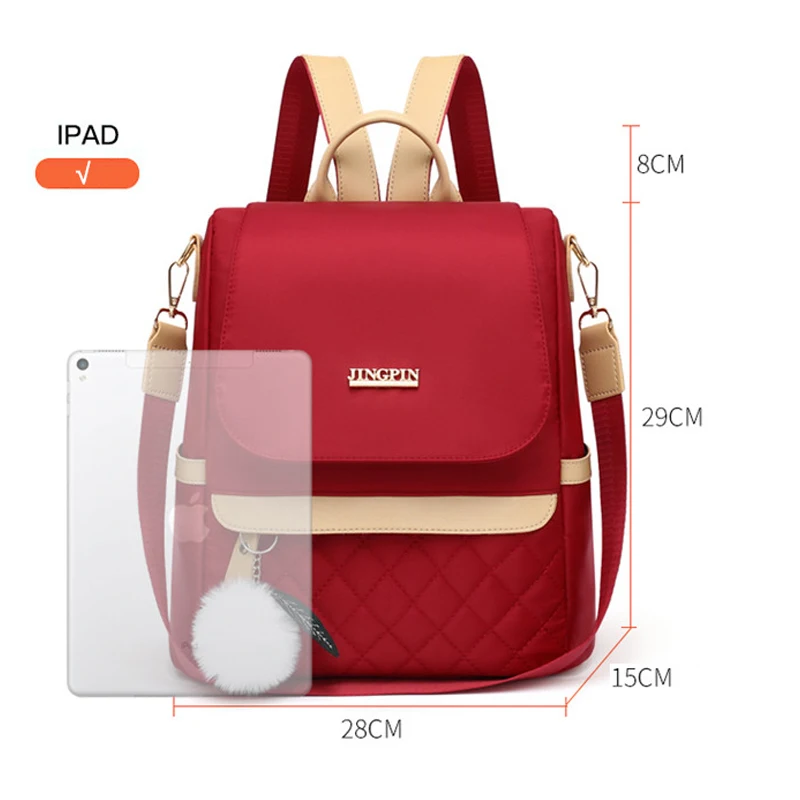 Fashion Nylon Mochila Trend Solid Color Women Shopping Backpack Anti-Theft Travel Bag School Bags Kawaii Bookbag Bolsa Feminina