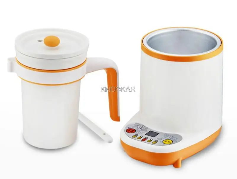 Revestimiento y tapa de cerámica de 220V, 90w, 600ml, Mini taza de salud, olla de cocción lenta, función de aislamiento, pequeña olla de estofado con cuchara, 15x18cm