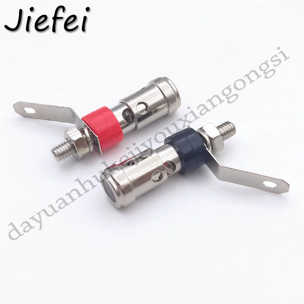 2Pcs New Nickel Plated 2mm/4mm L Banana Audio Plug Jack Socket Connector Amplifier Terminal Spring Loaded Binding Post