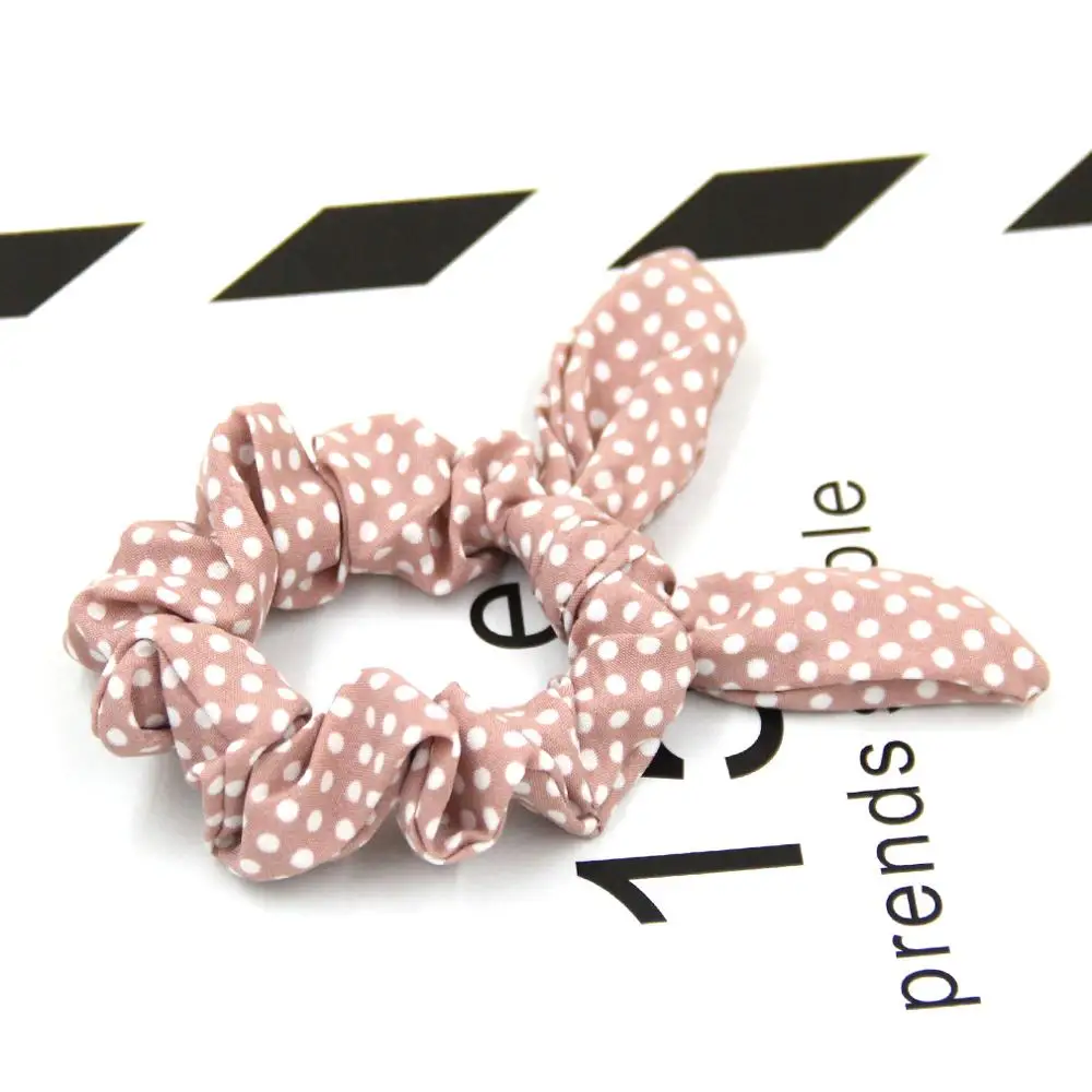 Furling Girl 1PC  Bohemia Dot Rabbit ears Polyester Hair Ponytail Holder Hair ties Elastic Hair Bands for Women