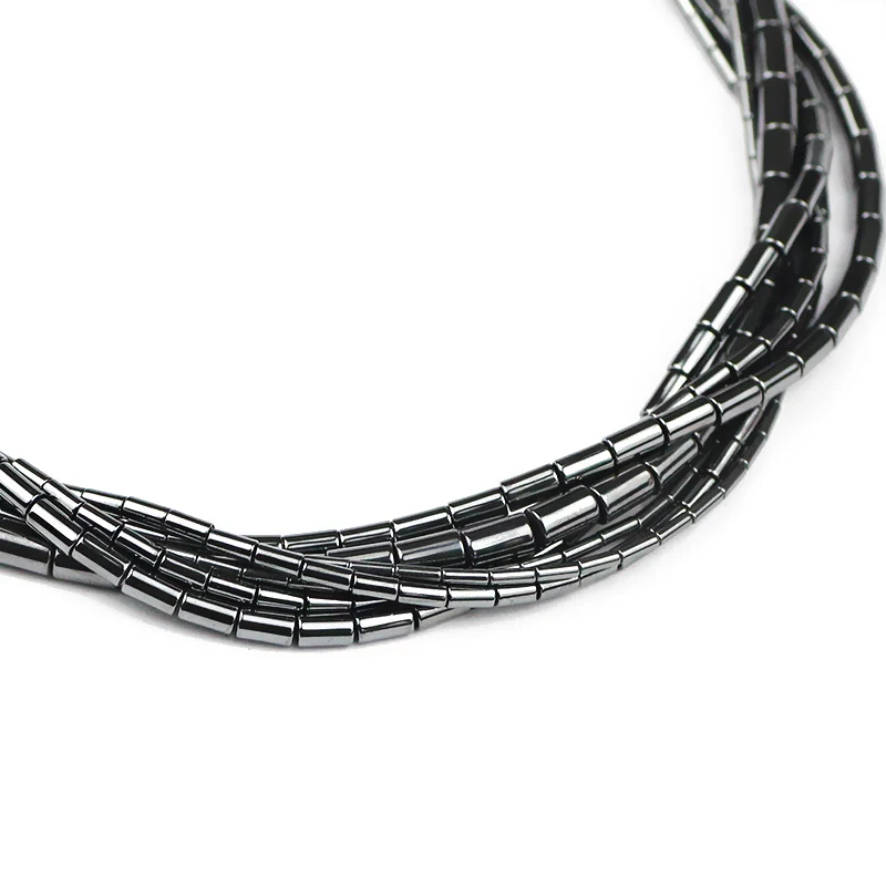 ZHBES Natural Stone Cylinder Black Hematite Geometry Spacers Charm Loose Beads For Jewelry Making DIY Bracelets Accessories