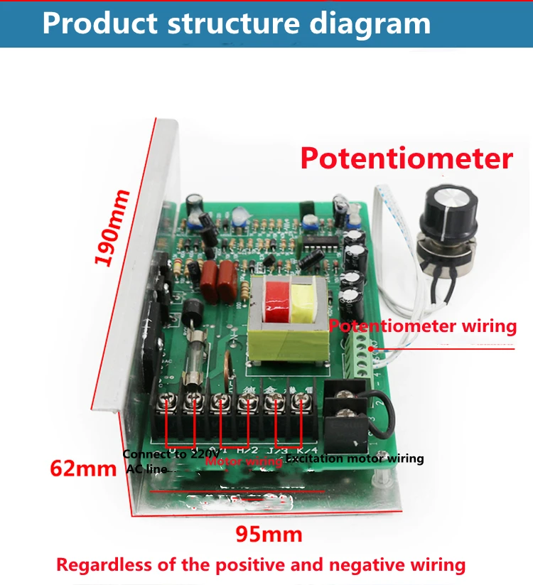 1HP 220V 110V DC Motor Speed Controller Board 750w Motor Governor Dual Control Driver Board