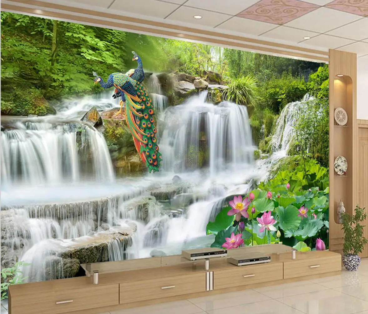 

beibehang custom Waterfall landscape Photo Wallpaper 3D Mural wallpaper for Living Room Bedroom Home Decor Wall paper Painting