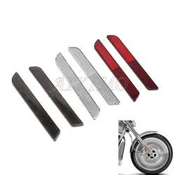 3colors Motorcycle Front Fork Leg Reflector Marker Safety Warning for Harley Latch Covers Hard Saddlebags Side Visibility HD