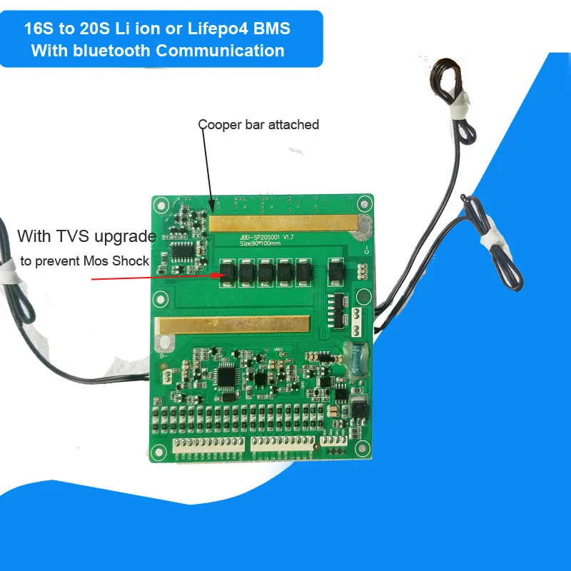 리튬 이온 또는 Lifepo4 스마트 블루투스 BMS, 30A 또는 50A 정전류, 16S, 17S, 18S, 19S, 20S, 48V, 60V, 72V