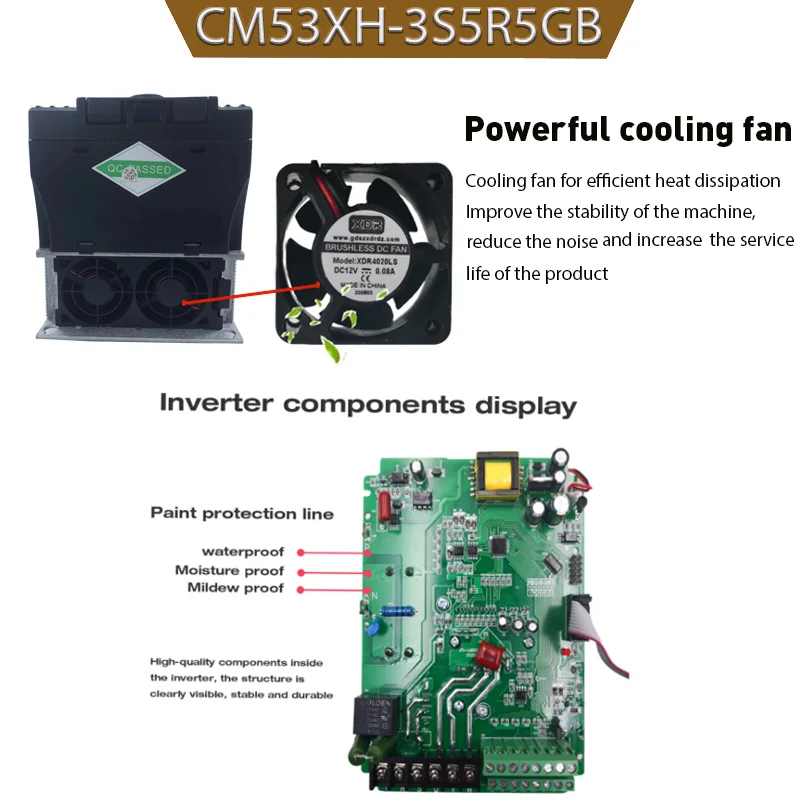 VFD inverter 5.5 KW CNC spindle motor speed controller 220V single-phase motor driver CM530H-3S5R5GB inverter 50Hz/60H