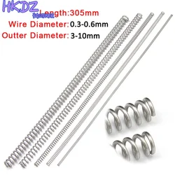 304 Stainless Steel Long Spring Y-type Compression Spring Wire Dia 0.3/0.4/0.5/0.6mm Outer Dia 3-10mm Length 305mm