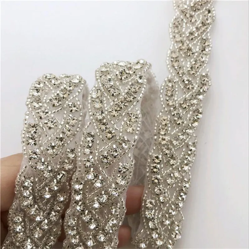 Wedding dress decoration ab rhinestone strip accessories bridal belt girdle lace trim hotfix chain