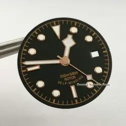 30.5mm Sterile Black Watch Dial with Hands fit NH35 ETA 2824 2836 Miyota 8215 821A，DG2813 3804 Automatic Movement