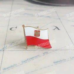 Poland With Eagle National Flag Lapel Pins Crystal Epoxy Metal Enamel Badge Paint Brooch Souvenir  Personality  Commemorative