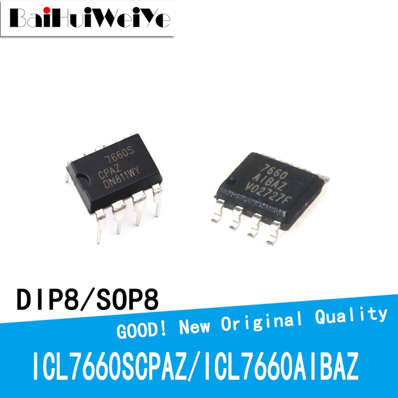 

10 шт./лот icl7660scпас ICL7660AIBAZ ICL7660 7660AIBAZ 7660 DIP8 SMD SOP8 CMOS DC/DC импульсный регулятор, новый оригинал