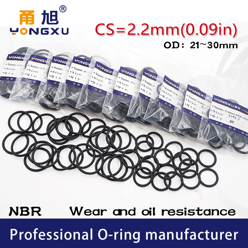 

Rubber Ring NBR Sealing O-Ring CS2.2mm Thickness OD21/22/24/25/27/28/30mm O Ring Seal Gasket Washer