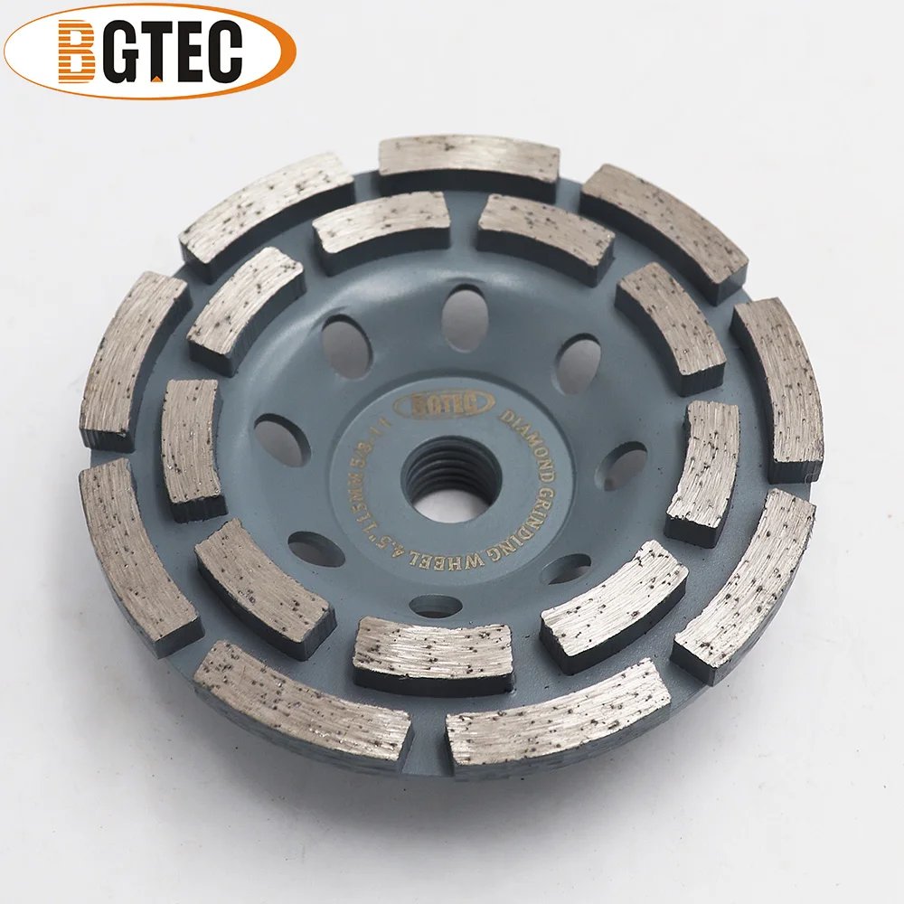 BGTEC 2 قطعة 4.5 بوصة الماس صف مزدوج طحن كأس عجلة 115 مللي متر الخرسانة والبناء ، الجرانيت الرخام طحن أقراص