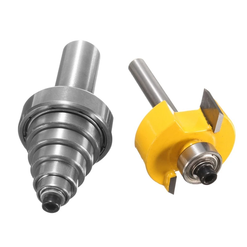 1/2 "H-1/4" Shank Adjustable Rabbet Router Bit dengan 7 Bantalan Set Woodworking Cutter Tenon Cutter untuk alat