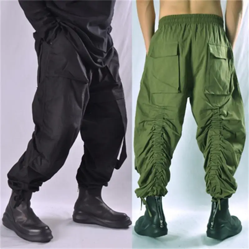 

Autumn and winter vintage Japanese drawstring cargo pants heavy cargo pants men and women large loose leg pants hip-hop dad pant