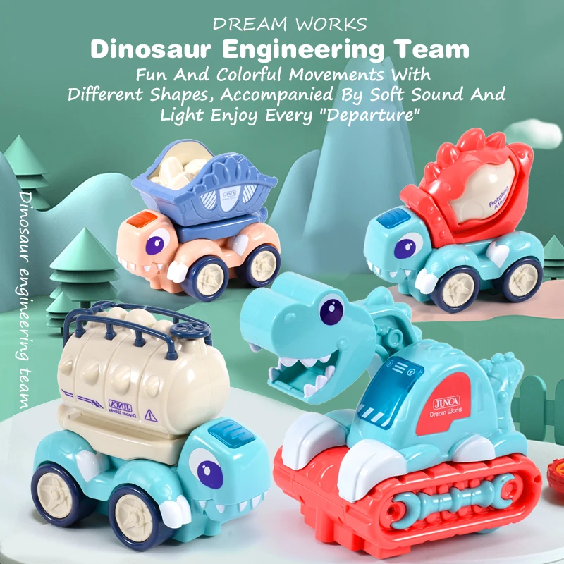 Children  Electric Toys Car Engineering Dinosaur Truck With Music&Light Drive Excavator Sand Cars Kids Educational Toys Gifts