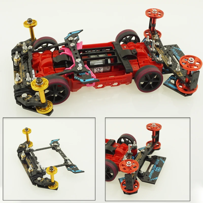 homemade/original tamiya mini 4wd racing car MS/MSL chassis swing fish car pivot set Inner Suspension AT front and spring rear