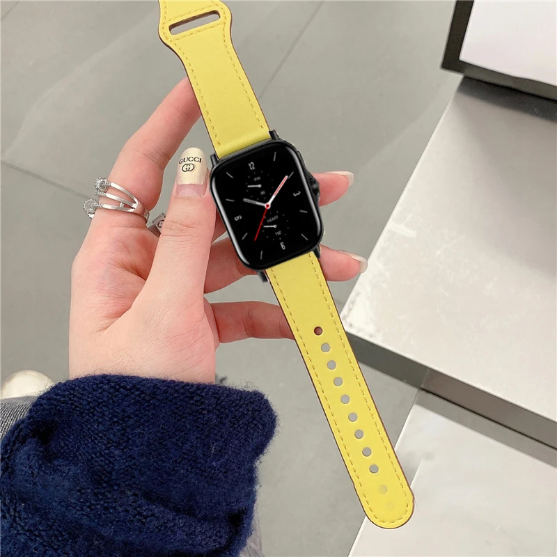 20mm 22mm Leather Band For Amazfit GTS 4/2/2e/3 GTS2 Mini/GTR 42mm/47mm GTR 4/2/3/Pro/stratos 3 Bracelet Amazfit bip/pace Straps image 2