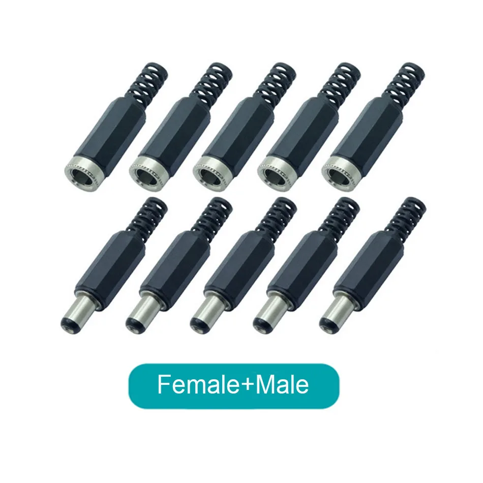 (10pcs) 5 pairs High quality DC Connector 2.1*5.5mm Power Jack DC Power Conector 5.5x2.1 Male & Female