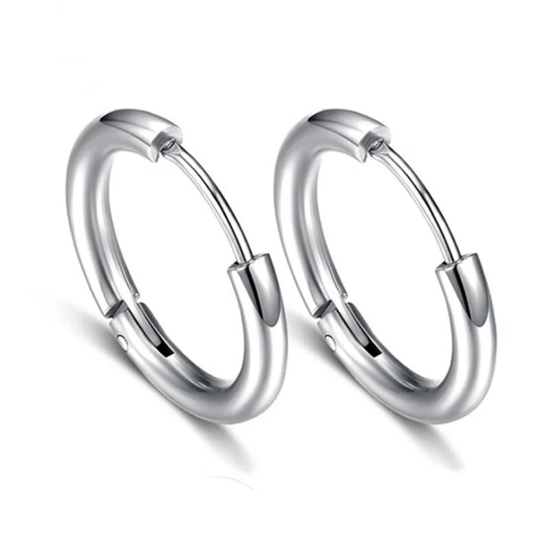 Multiple Small Round Ear Rings for Women Men Jewelry Stainless Steel Ear Clip Cuff Simple Fashion Black Hoops Earring 2023 image 5