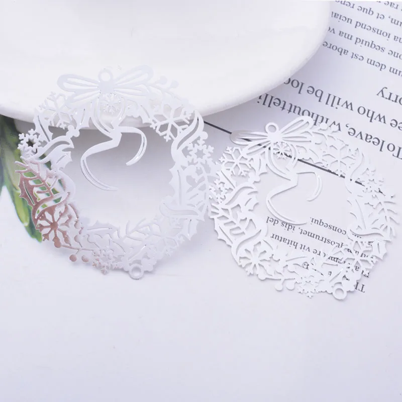 20 Stück AB6712 49*48mm Messing Weihnachtskranz Anhänger Verbinder Silberfarben Anhänger DIY Schmuck Ohrring Zubehör – Detail 12