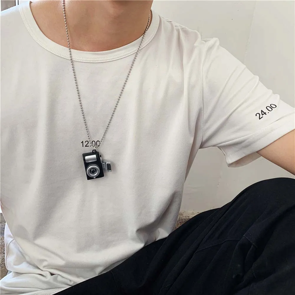 Punk Flash Camera Necklaces Music Pendant Luminous Necklace Retro Small Camera Necklace Flash Men Women