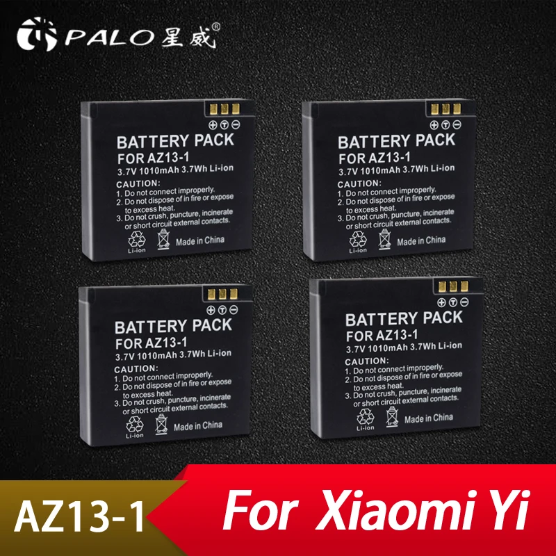 

Palo 4Pcs AZ13 AZ13-1 Rechargable Li-ion Battery For Xiaomi Yi Action Camera 3.7v For Xiaomiyi Sport camera Accessories