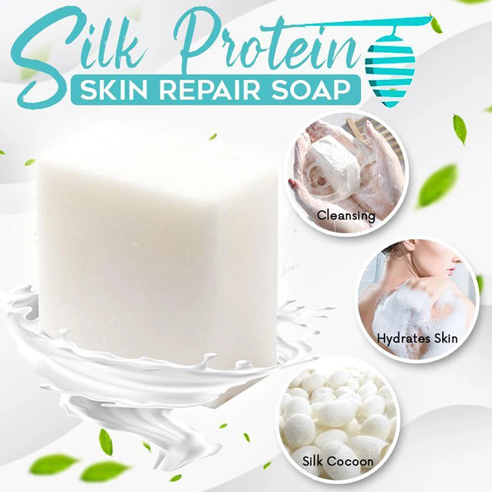 100g Silk Protein Skin Repair Soap Facial Mask Soap Oil Control Bathing Cleansing Remove Mites Blackheads Handmade Soap