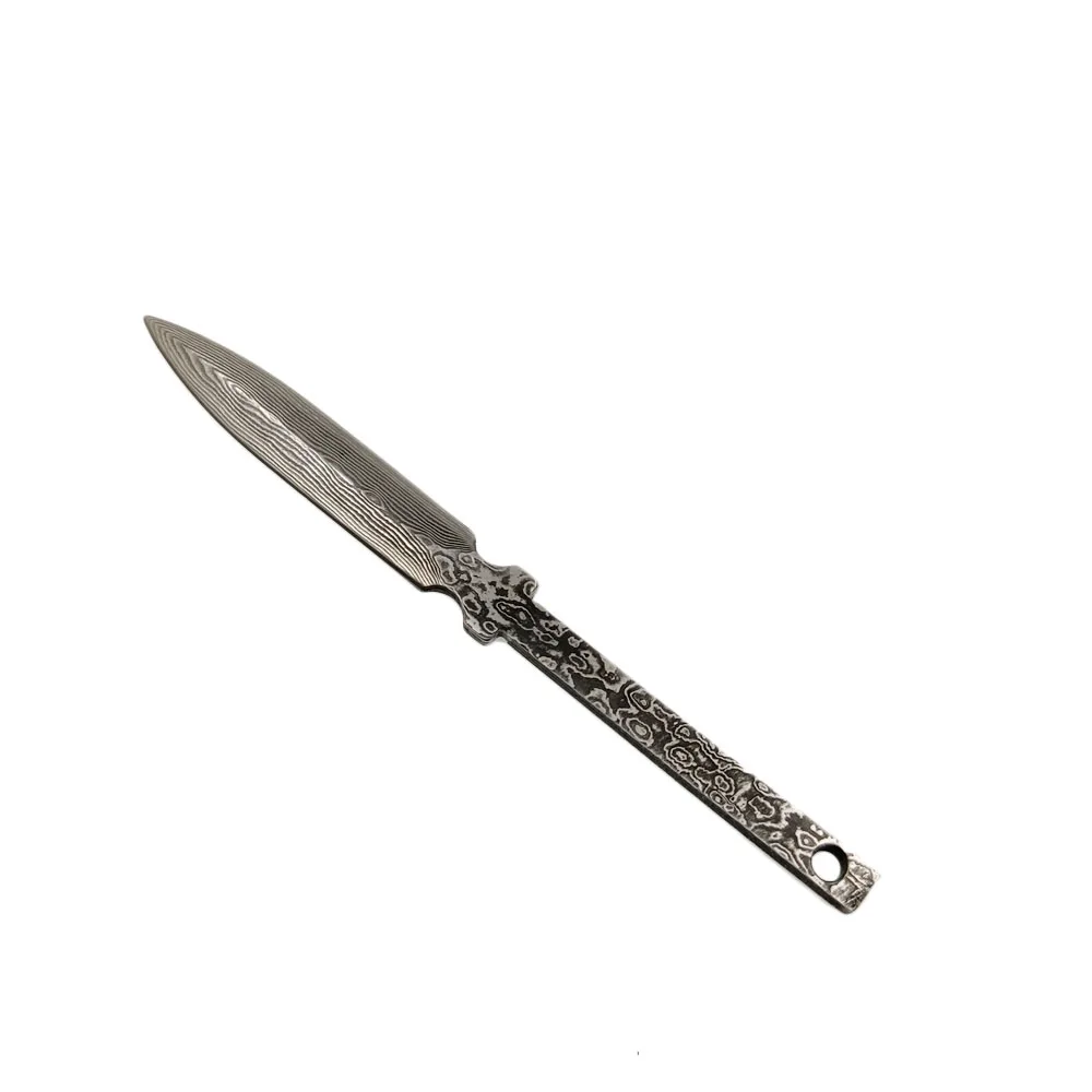 Swayboo DIY Semi-finished Damascus Steel One Steel Handle Brass Hand Guard Pu\'er Tea Knife Needle