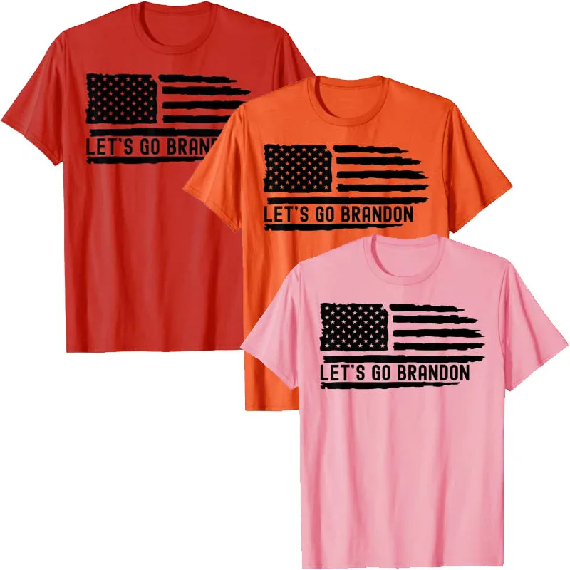 Let's Go Brandon Racing Car Anti Liberal US Flag T-Shirt Funny Gift Idea 80 90s Conservative Tee Tops