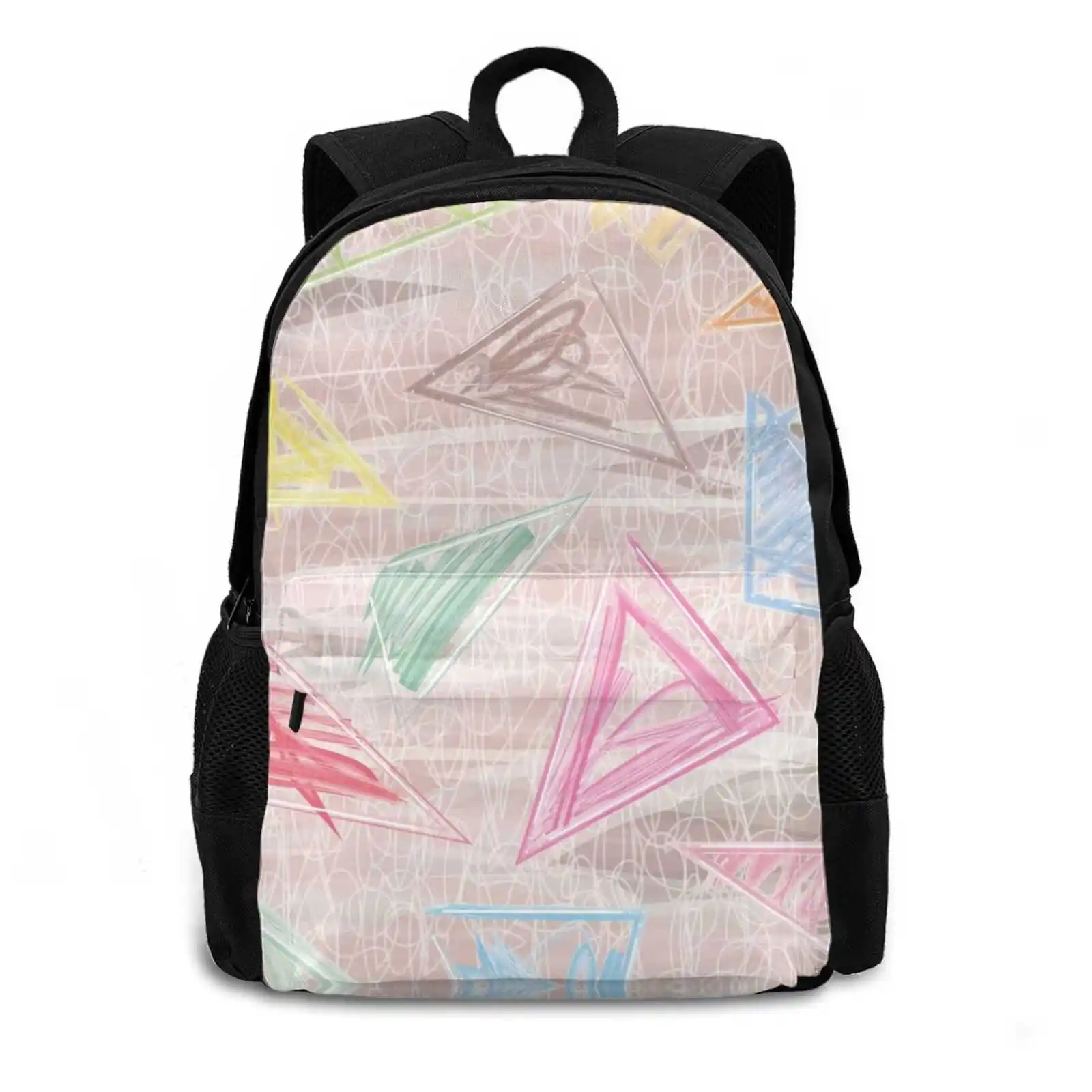 Es-Scribbles Large Capacity School Backpack Laptop Travel Bags Es Shapes Geometric Ka Tangerinedusk Kimanandani Chalk