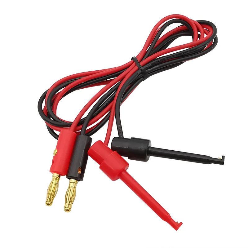 1Pair Gold Plated 4mm Banana Plug to Test Hook Clip Cable Gold Plated For Multimeter Test Cable Equipment Connector