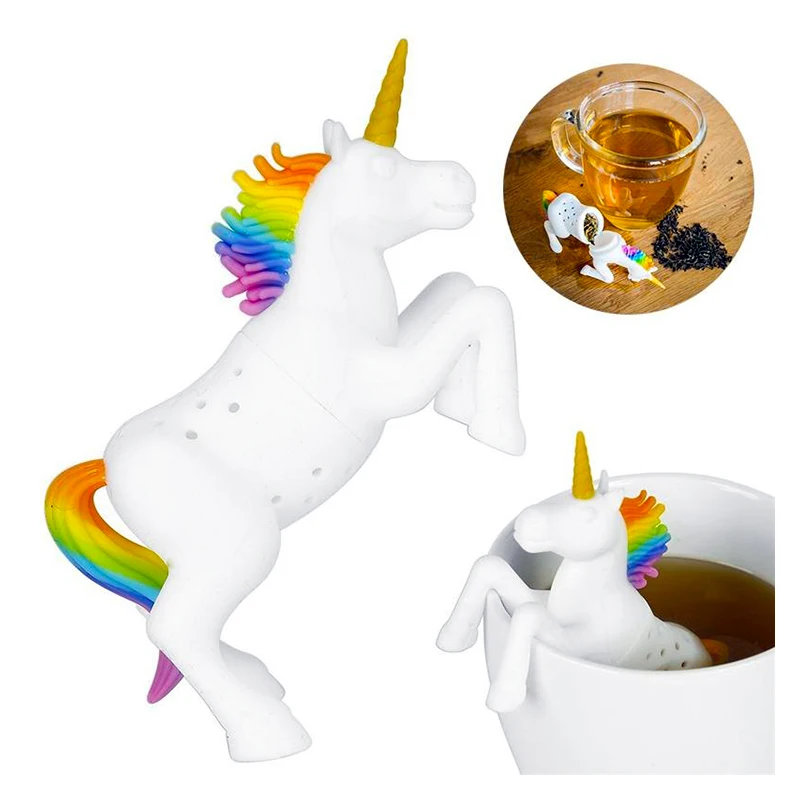 1PC Unicorn Silicone Tea Infuser Food-Grade Strainers Filter Loose Empty Tea Bag Leaf Herbal Spice Filter Diffuser Accessories